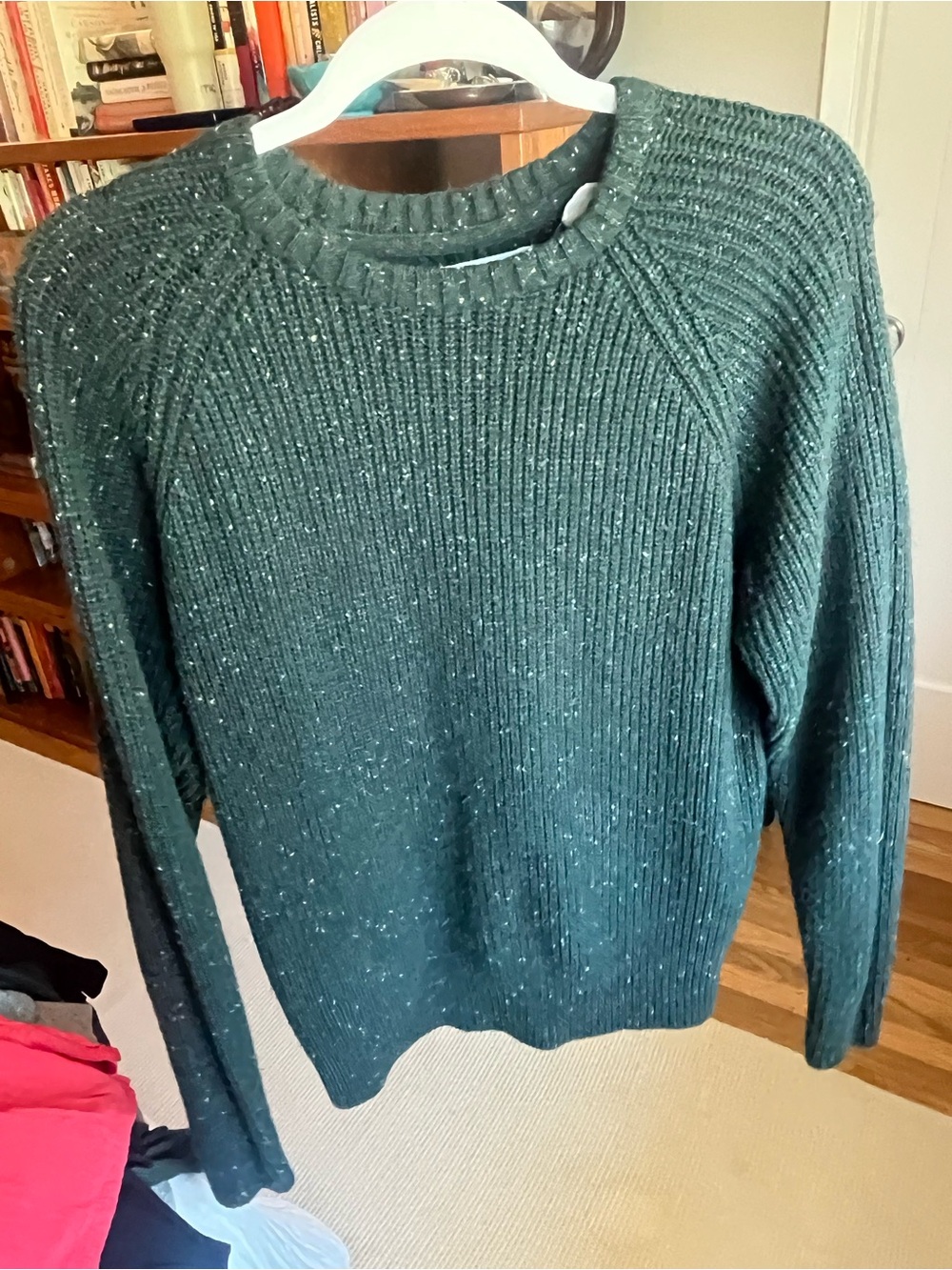 Weatherproof Dark Green Ribbed Crewneck Sweater